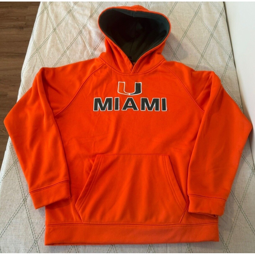 Miami Hurricanes Hoodie Youth Large Orange Polyester Colosseum Logo ACC